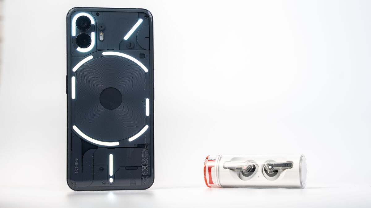 Nothing Phone 2 has an improved Glyph lighting system that offers more granularity and features. Picture: Noel Campion.
