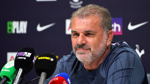 Ange Postecoglou is eager to see Tottenham bring in reinforcements at centre-back (Lucy North/PA)