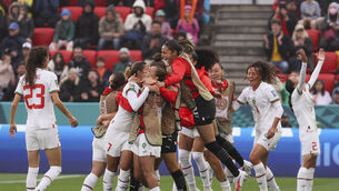 <p>DEBUT SUCCESS: Morocco players celebrate following the Women's World Cup Group H soccer match between South Korea and Morocco. Pic: AP Photo/James Elsby</p>