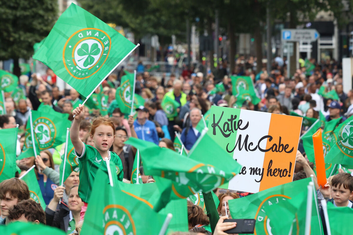 Fans at the public reception on O’Connell St in Dublin to welcome home the Republic of Ireland  team following their exit from the Women’s World Cup in Australia. Picture: Damien Eagers/PA Wire