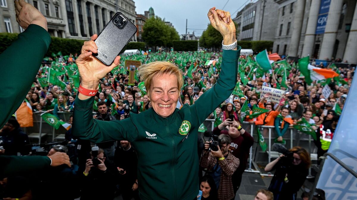 Manager Vera Pauw at the Republic of Ireland homecoming event on Dublin's O’Connell St. Picture: Stephen McCarthy/Sportsfile