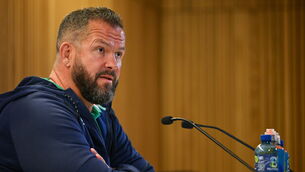 <p>3 August 2023; Ireland head coach Andy Farrell during an Ireland rugby media conference at the Aviva Stadium in Dublin. Photo by Brendan Moran/Sportsfile</p>