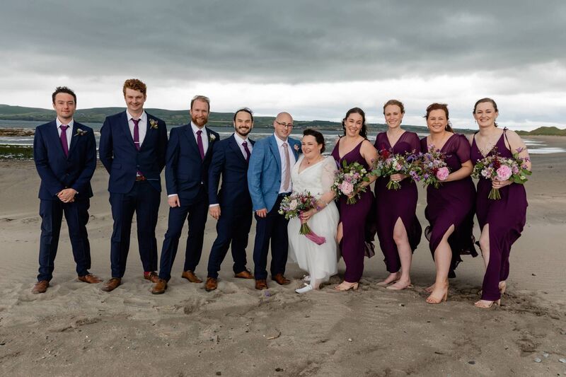 Sarah Abbott and Brian Harmon with their wedding party. Pictures: Tara Donoghue Photography