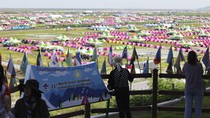 <p>Tents are pitched at a scout camping site during the World Scout Jamboree in Buan, South Korea, Friday, Aug. 4, 2023. More than 100 people were treated for heat-related illnesses at the World Scout Jamboree being held in South Korea, which is having one of its hottest summers in years. (Choe Young-soo/Yonhap via AP)</p>