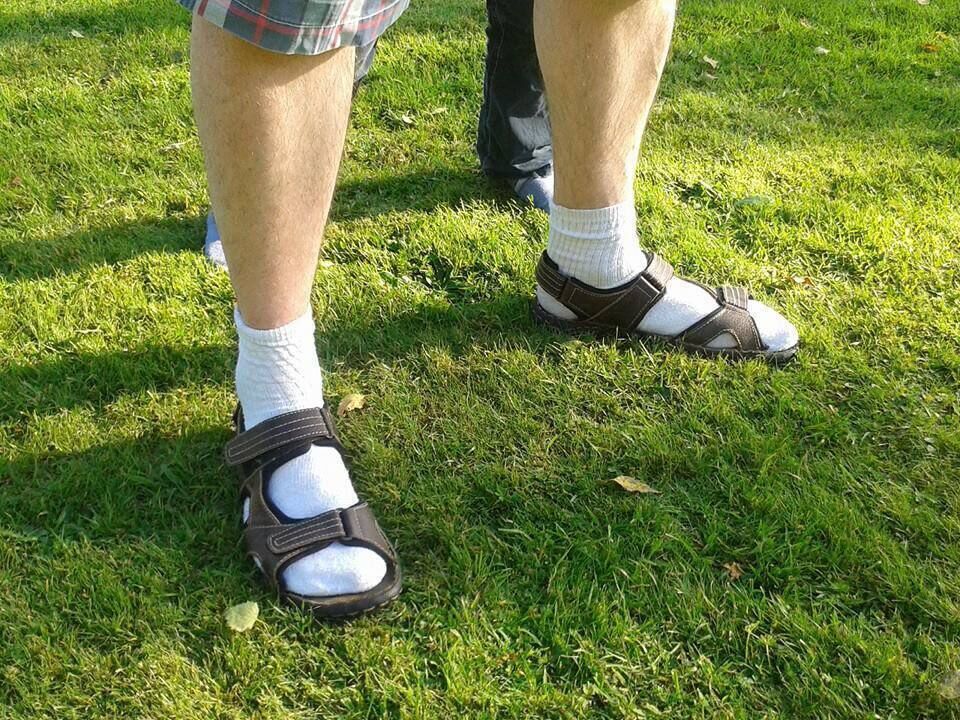 Older men are mocked for wearing socks with sandals but at least they spare the rest of us from the full nakedness of their pedal digits. Sock picture