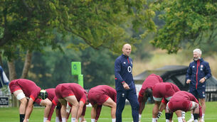 <p>SHORT ON SPARK? England head coach Steve Borthwick (centre right) during the training session at The Lensbury Resort. Pic:: Jonathan Brady/PA Wire.</p>