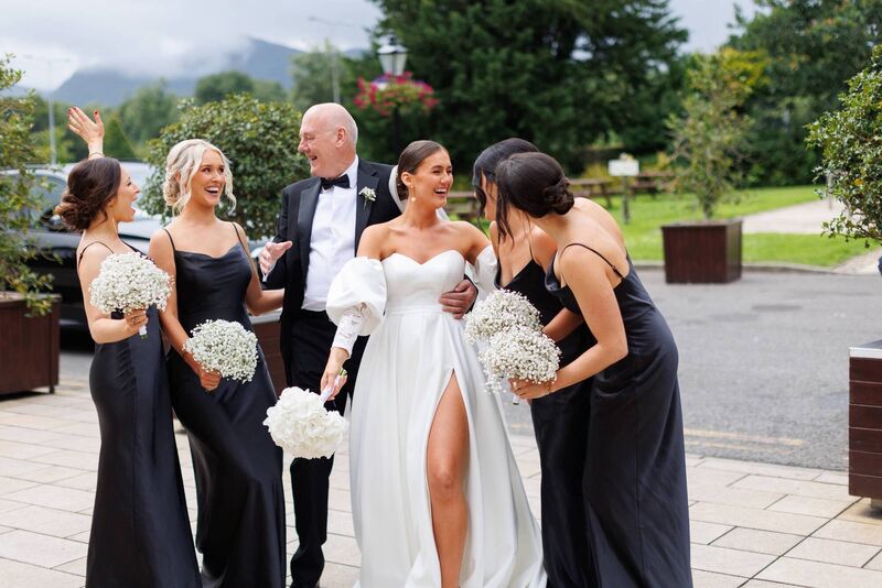 Kayleigh Maher and her dad John Maher, Eve Kearney, Sinéad Pearse, Róisín Aherne and Ashley Foley. Pictures: Padraig Healy Wedding Photography Kayleigh Maher and her dad John Maher, Eve Kearney, Sinéad Pearse, Róisín Aherne and Ashley Foley. Pictures: Padraig Healy Wedding Photography