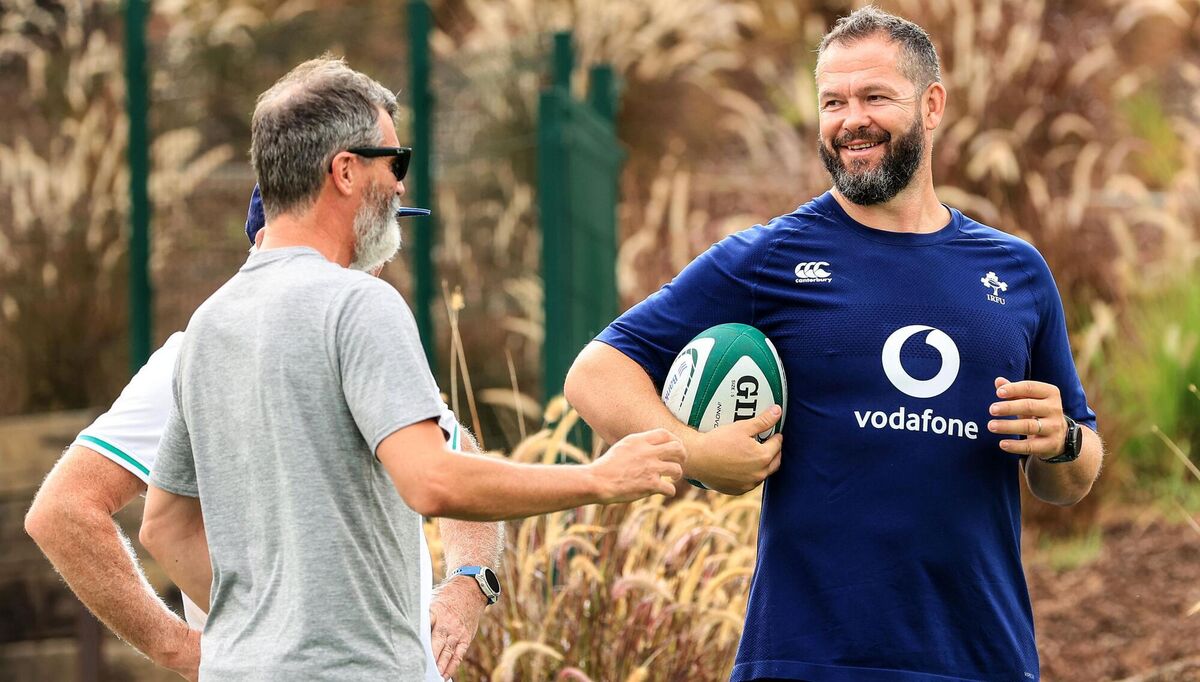 Head coach Andy Farrell with Roy Keane.
