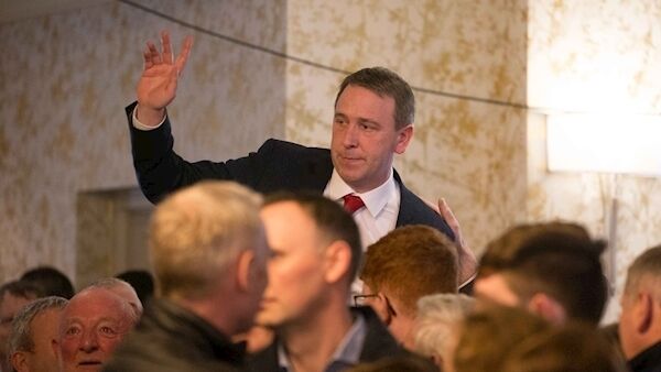 Joe Carey, (FG) celebrates after being elected at the Co Clare Count at the falls Hotel, Ennistymon on Monday afternoon. Picture: Eamon Ward