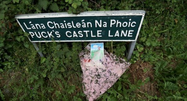 Flowers on Puck’s Castle Lane in Rathmichael, Co Dublin, where a body was recovered. Picture: Donall Farmer/PA Wire Flowers on Puck’s Castle Lane in Rathmichael, Co Dublin, where a body was recovered. Picture: Donall Farmer/PA Wire