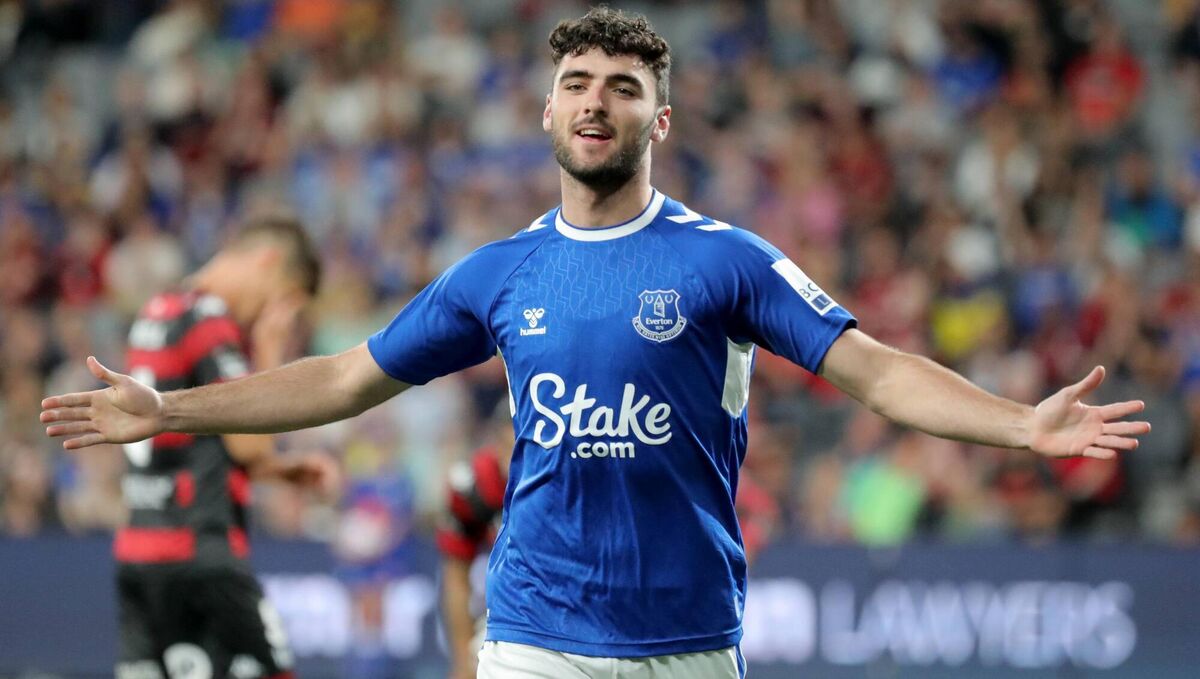 Tom Cannon of Everton celebrates after scoring a goal during the Sydney Super Cup match between Everton and the Western Sydney Wanderers. Pic: Jeremy Ng/Getty Images