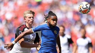 <p>BLUES SING: Christopher Nkunku of Chelsea is challenged by Luc De Fougerolles of Fulham during the Premier League Summer Series match between Chelsea FC and Fulham FC at FedExField. Pic: Tim Nwachukwu/Getty Images</p>