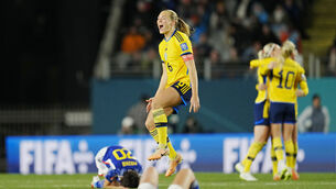 <p>ONTO THE NEXT: Sweden's Magdalena Eriksson celebrates at the end of the Women's World Cup quarterfinal. Pic: AP Photo/Abbie Parr</p>