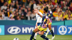Alessia Russo fires home the England winner (Zac Goodwin/PA).
