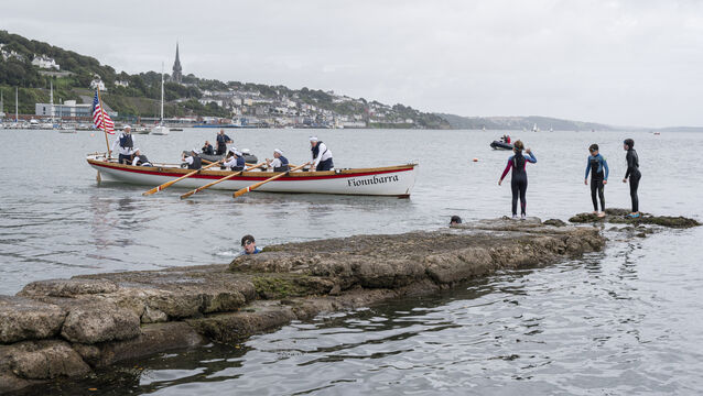 <p>Members of Meitheal Mara in a Bantry Long boat dressed at US WWI Navy sailors at the weekend's Heritage Week event at the American Pier in Whitepoint, Cobh. Photo: Gerard McCarthy</p>