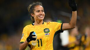 <p>STARLET: Mary Fowler applauds fans after Australia's victory in the penalty shootout following the Women's World Cup quarter=final against France at Brisbane Stadium. Pic: Quinn Rooney/Getty Images</p>