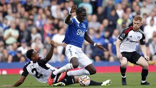 <p>TARGET: Everton's Amadou Onana in action against Fulham. The midfielder is a target for Manchester United. Pic: Richard Sellers/PA Wire</p>