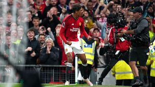 <p>MATCHWINNER: Manchester United's Raphael Varane celebrates scoring the only goal of the game during the Premier League match at Old Trafford. Pic: Nick Potts/PA Wire</p>