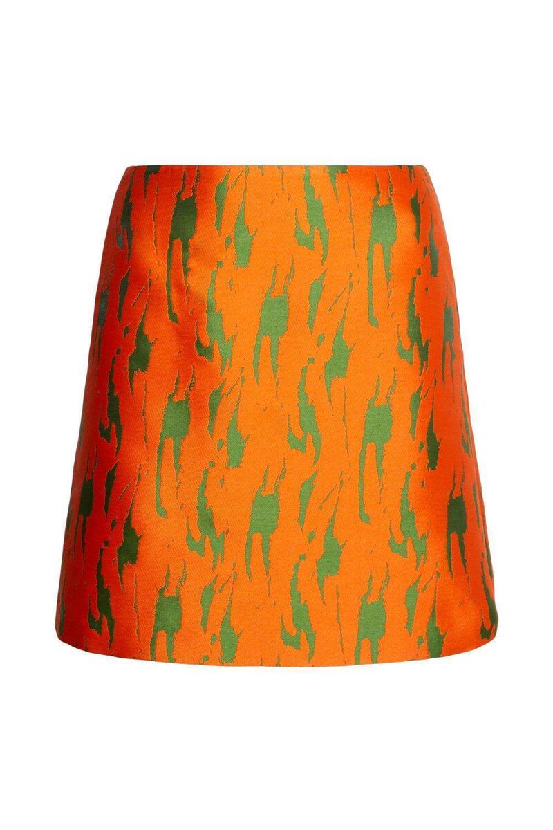 Orange print mini skirt, €88, Warehouse Orange print mini skirt, €88, Warehouse
