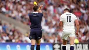<p>OVERTURNED: England's Owen Farrell has had his red card overturned. Pic: PA</p>