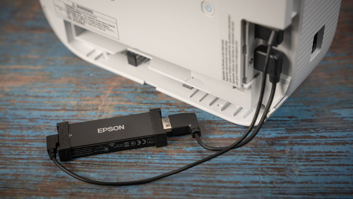 Epson EH-TW6250 4K PRO-UHD Projector with detachable media streamer powered by Android 12 and full access to the Google PlayStore. Picture: Noel Campion.