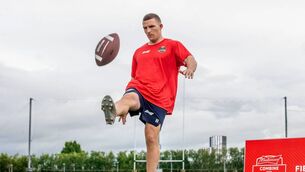 <p>KICKING ON: Andrew Conway pictured at the Budweiser Combine event. Budweiser is the official beer partner of the Aer Lingus College Football Classic which returns to the Aviva Stadium on August 26. Picture: INPHO/Evan Treacy</p>