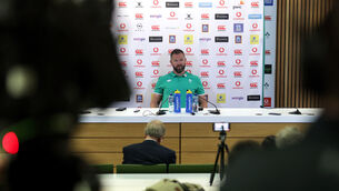 <p>TOP TABLE: Ireland head coach Andy Farrell faces the media. Picture: INPHO/Laszlo Geczo</p>
