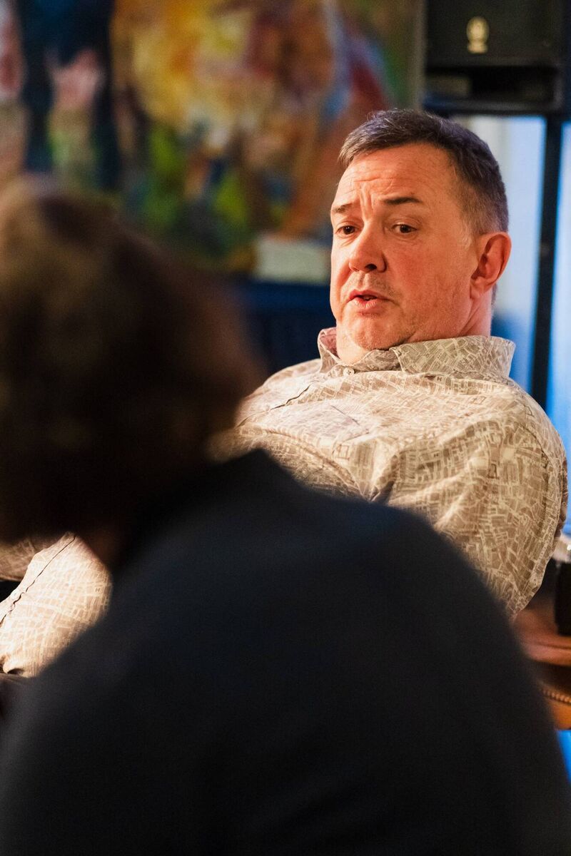 John Gower in conversation with Professor Mary-Ann Constantine at West Wales Arts Centre, Fishguard, March 2023. Picture: Vince Jones John Gower in conversation with Professor Mary-Ann Constantine at West Wales Arts Centre, Fishguard, March 2023. Picture: Vince Jones