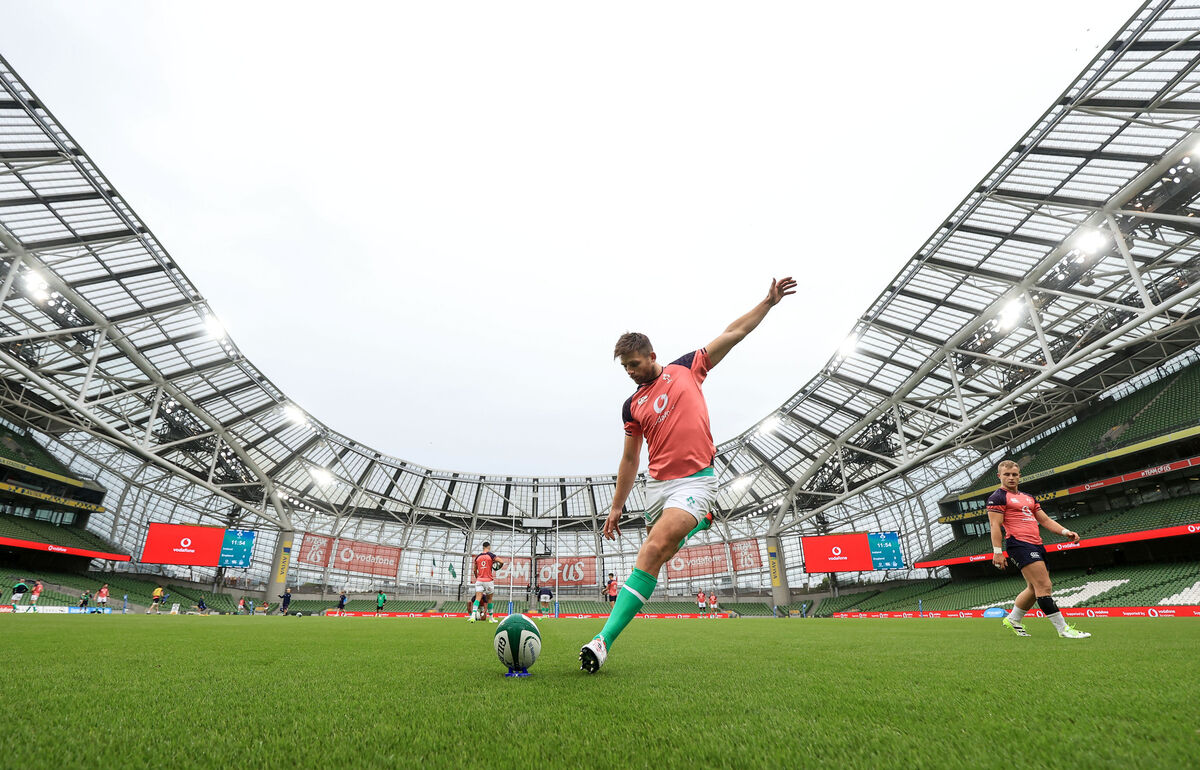 PULLING THE STRINGS: Ross Byrne is starting at number 10 as he gets his RWC preparations underway. Pic: ©INPHO/Dan Sheridan PULLING THE STRINGS: Ross Byrne is starting at number 10 as he gets his RWC preparations underway. Pic: ©INPHO/Dan Sheridan