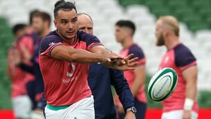 <p>READY FOR ACTION: Ireland's James Lowe during the Captain's Run at the Aviva Stadium, Dublin. Pic: Brian Lawless/PA Wire</p>