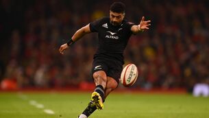 <p>UNHAPPY: Richie Mo'unga of New Zealand. File pic: Dan Mullan/Getty Images</p>