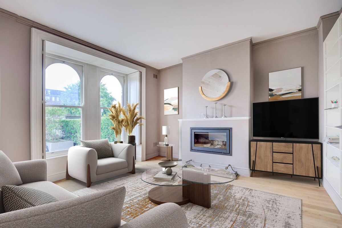 Living room with virtual furnishings