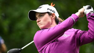 <p>18 August 2023; Leona Maguire of Ireland during day two of the ISPS HANDA World Invitational presented by AVIV Clinics 2023 at Galgorm Castle Golf Club in Ballymena, Antrim. Photo by Ramsey Cardy/Sportsfile</p>