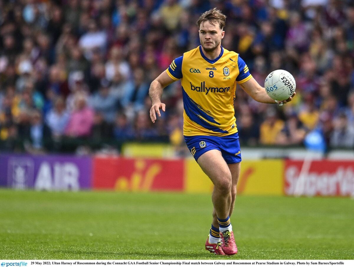 FULL FLIGHT: Ultan Harney of Roscommon during the Connacht SFC final against Galway. Picture: Sam Barnes/Sportsfile FULL FLIGHT: Ultan Harney of Roscommon during the Connacht SFC final against Galway. Picture: Sam Barnes/Sportsfile