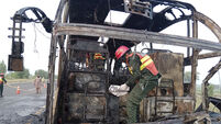 18 killed as bus engulfed in flames after hitting van in Pakistan