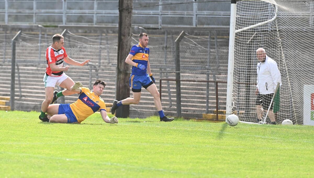 CRUCIAL SCORE: Cian Kiely, Ballincollig scores a second-half goal against Carrigaline at Páirc Uí Rinn. 