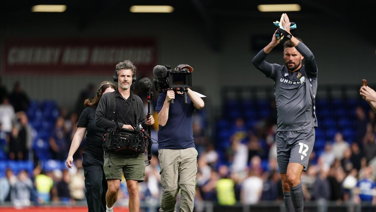 A film crew films Wrexhams Ben Foster. Photo credit: Aaron Chown/PA Wire.