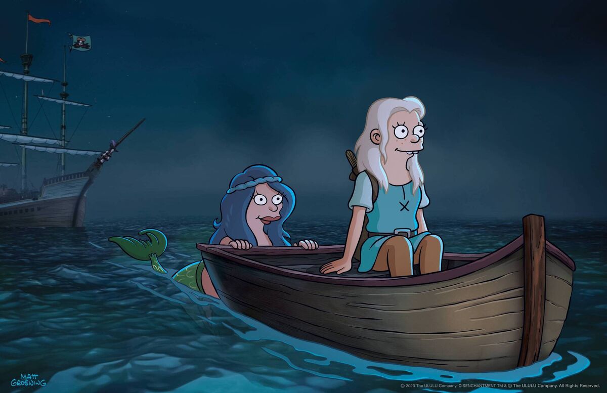 Meredith Hagner as Mora and Abbi Jacobson as Bean in Disenchantment: Part 5.