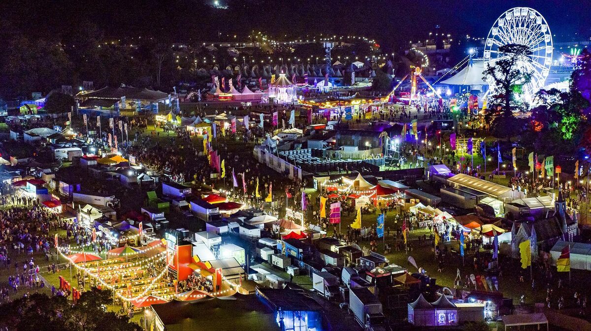 The main arena of Electric Picnic 2019 at night. Picture: Aerial.ie