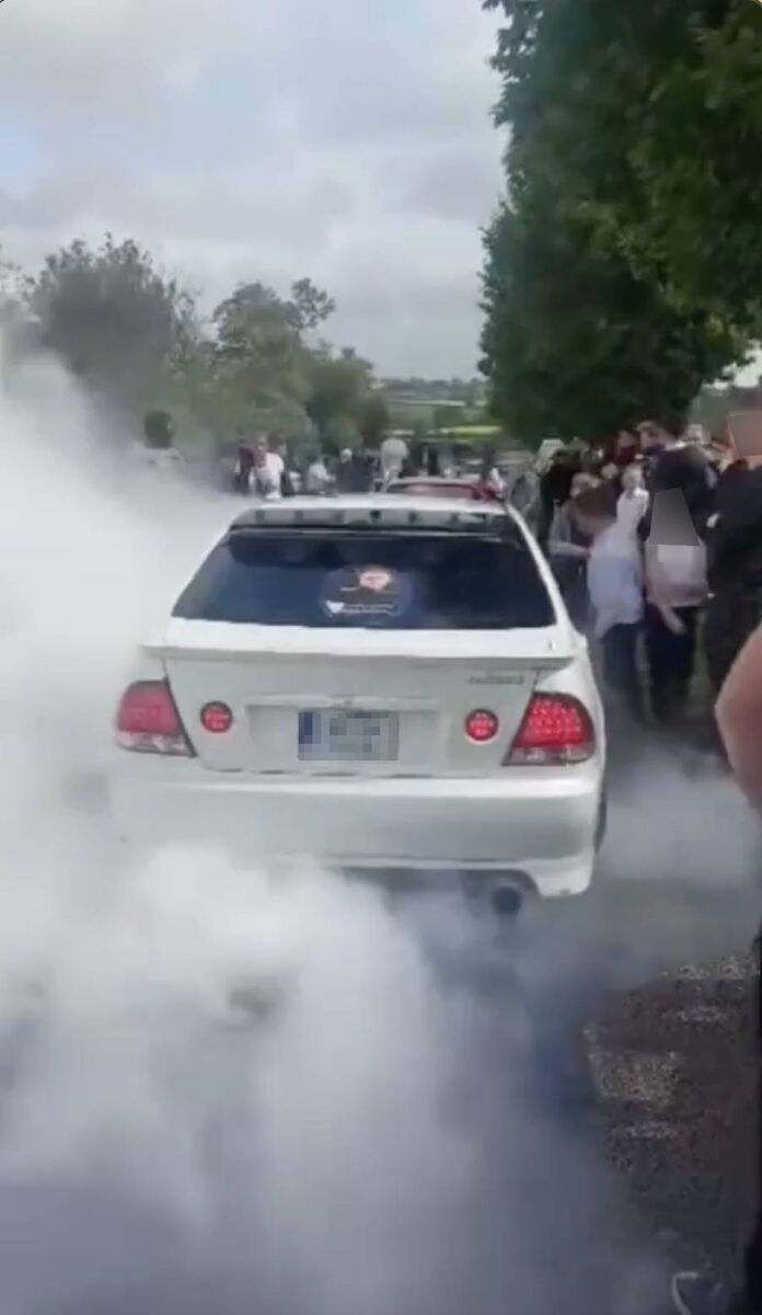 Video footage of the wheelspin disturbance was featured in a video tribute to a deceased man who was buried in late July. 