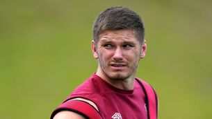 <p>BANNED: England's Owen Farrell during a training session at the Honda England Rugby Performance Centre at Pennyhill Park. Pic: Adam Davy/PA Wire.</p>