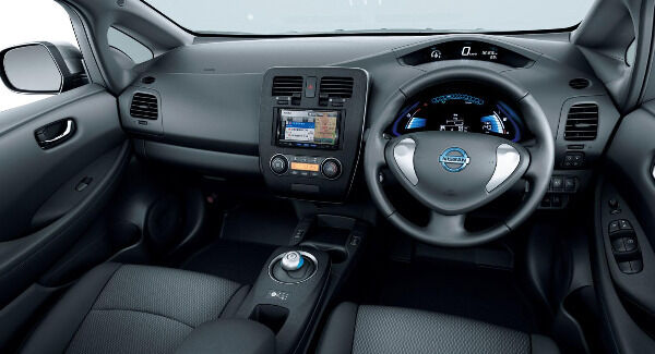 The interior of the popular electric car, the Nissan Leaf 3.