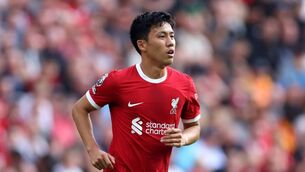 <p>STEADY START: Wataru Endo during the Premier League match between Liverpool FC and AFC Bournemouth at Anfield. </p>
