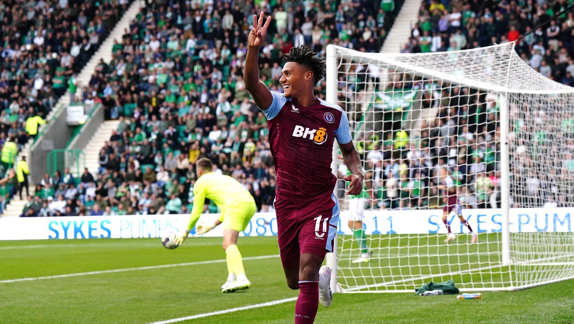 HAT TRICK HERO: Aston Villa's Ollie Watkins celebrates scoring a hat-trick. Photo credit: Jane Barlow/PA Wire.