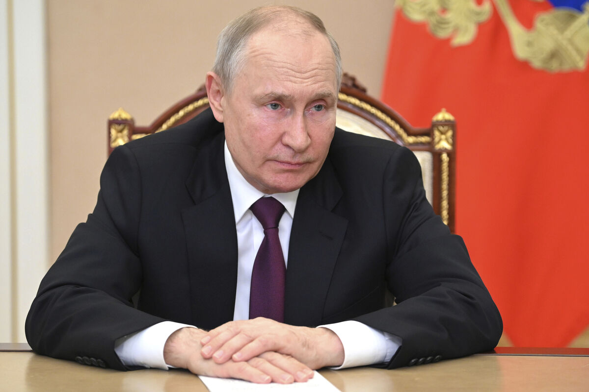 Russian President Vladimir Putin chairs a meeting on economic issues via a video conference at the Kremlin in Moscow, Russia, Tuesday, July 25, 2023. Russian President Vladimir Putin chairs a meeting on economic issues via a video conference at the Kremlin in Moscow, Russia, Tuesday, July 25, 2023.