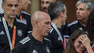 <p>POLITICAL FOOTBALL: FIFA has opened disciplinary proceedings against Spanish FA president Luis Rubiales, pictured centre (Manu Fernandez/AP)</p>