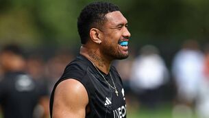 <p>WORKING UP A SWEAT: New Zealand’s Ardie Savea at a training session in London yesterday. <span class="contextmenu emphasis CaptionCredit">	Picture: Henry Nicholls</span>
            </p>