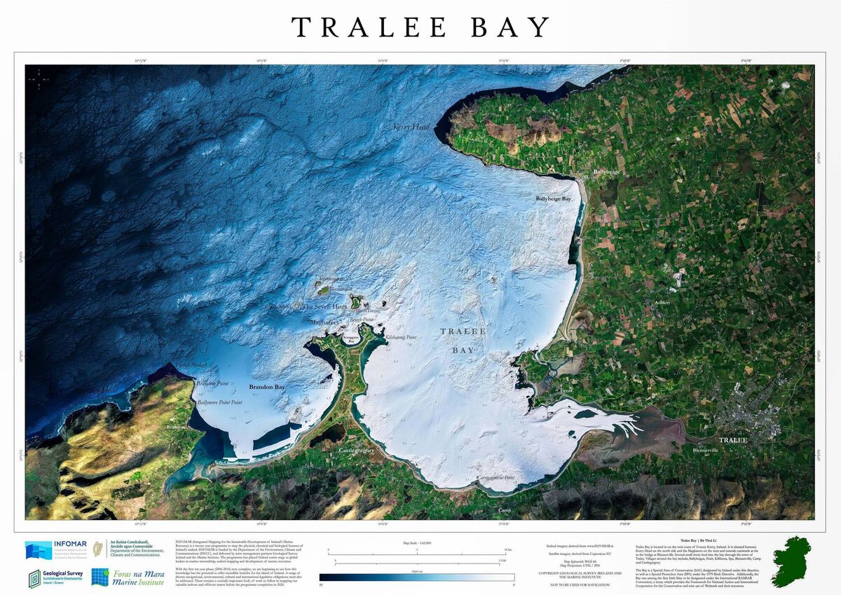 Tralee Bay is in the spotlight this week, while the Iveragh Peninsula and the Dingle Peninsula will follow over the next two weeks. Picture: INFOMAR (Integrated Mapping for the Sustainable Development of Ireland’s Marine Resource)