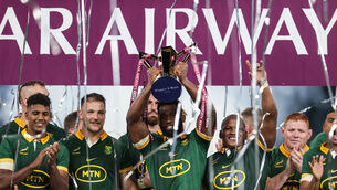 <p>CONVINCING WIN: South Africa celebrate after winning the Qatar Airways Cup. Pic: ©INPHO/Laszlo Geczo</p>