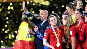 <p>CONTROVERSY: Spanish football federation president Luis Rubiales following the World Cup final. Pic: PA</p>